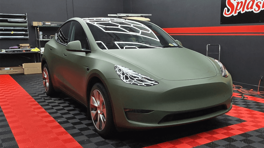 matte green tesla model Y