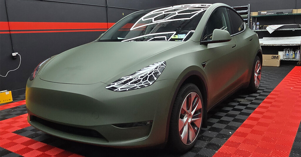 green tesla wrap
