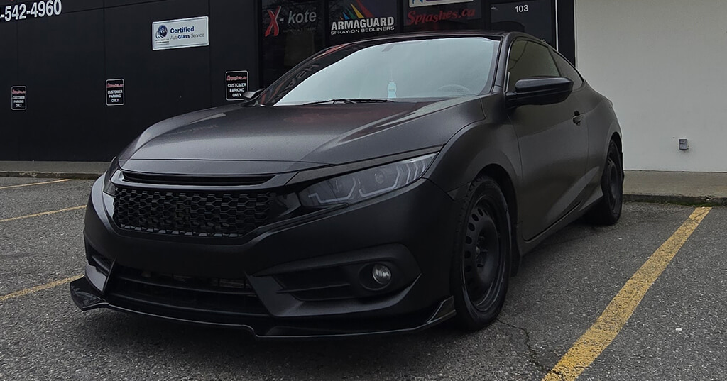 honda civic satin black car wrap