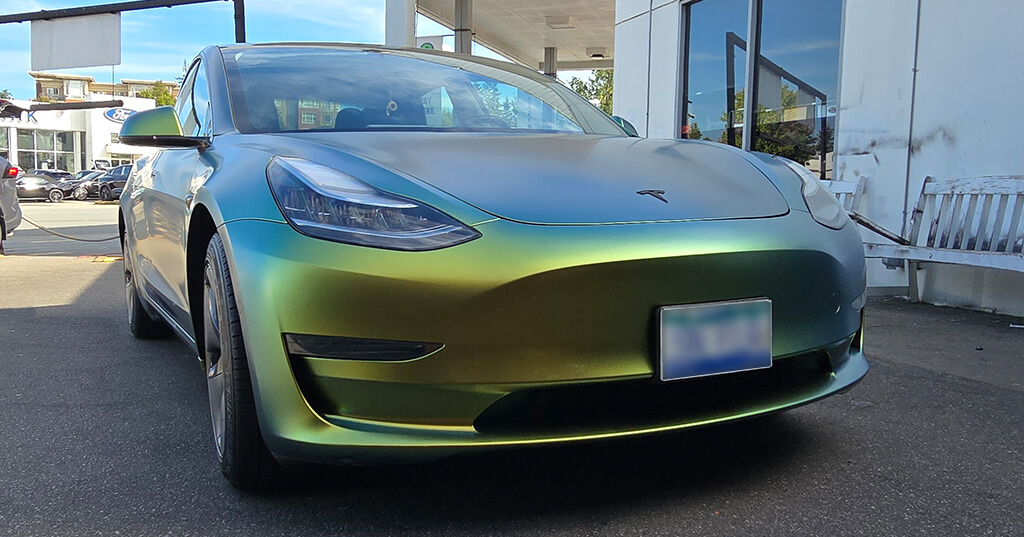 yellow tesla wrap